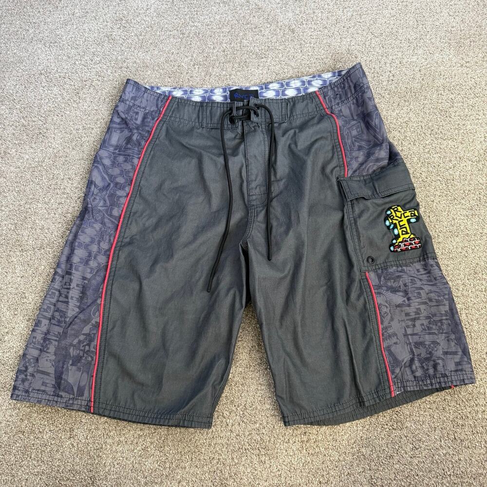 RVCA x Jesse Barba Long Trunks 21” Boardshorts Gray Sz 32